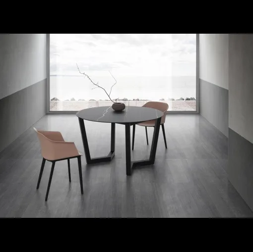 Tavolo rotondo Jacopo con top in HPL e base in metallo di La Primavera