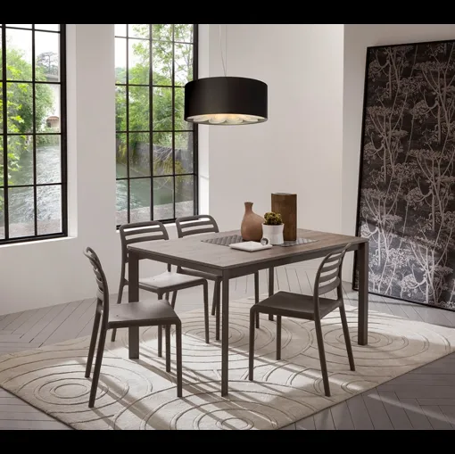 Tavolo allungabile Mauro in melaminico con gambe in metallo laccato di La Primavera