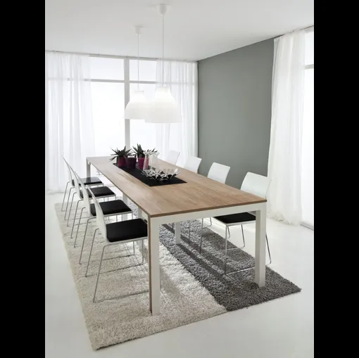 Tavolo consolle allungabile Mattia in laminato HPL e gambe in Faggio massello laccato Bianco di La Primavera