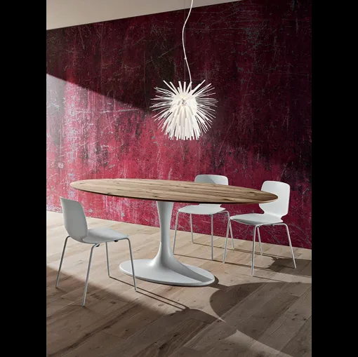 Tavolo ovale Ruud con top in legno e base in mineralmarmo di La Primavera