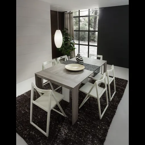 Tavolo consolle allungabile Tony in melaminico finitura Rovere Grigio di La Primavera