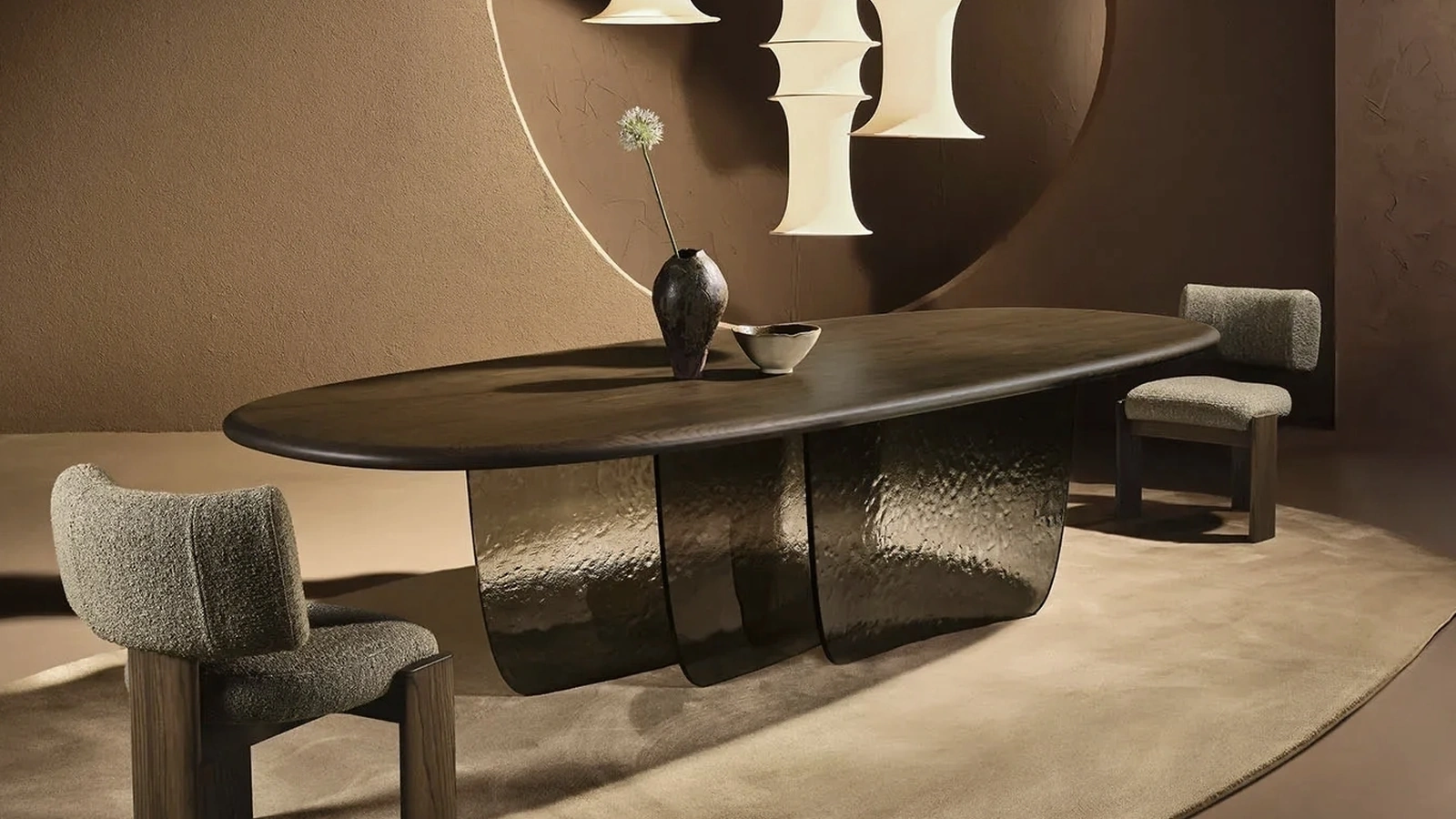 Tavolo Velombra in legno con base in vetro di Nature Design