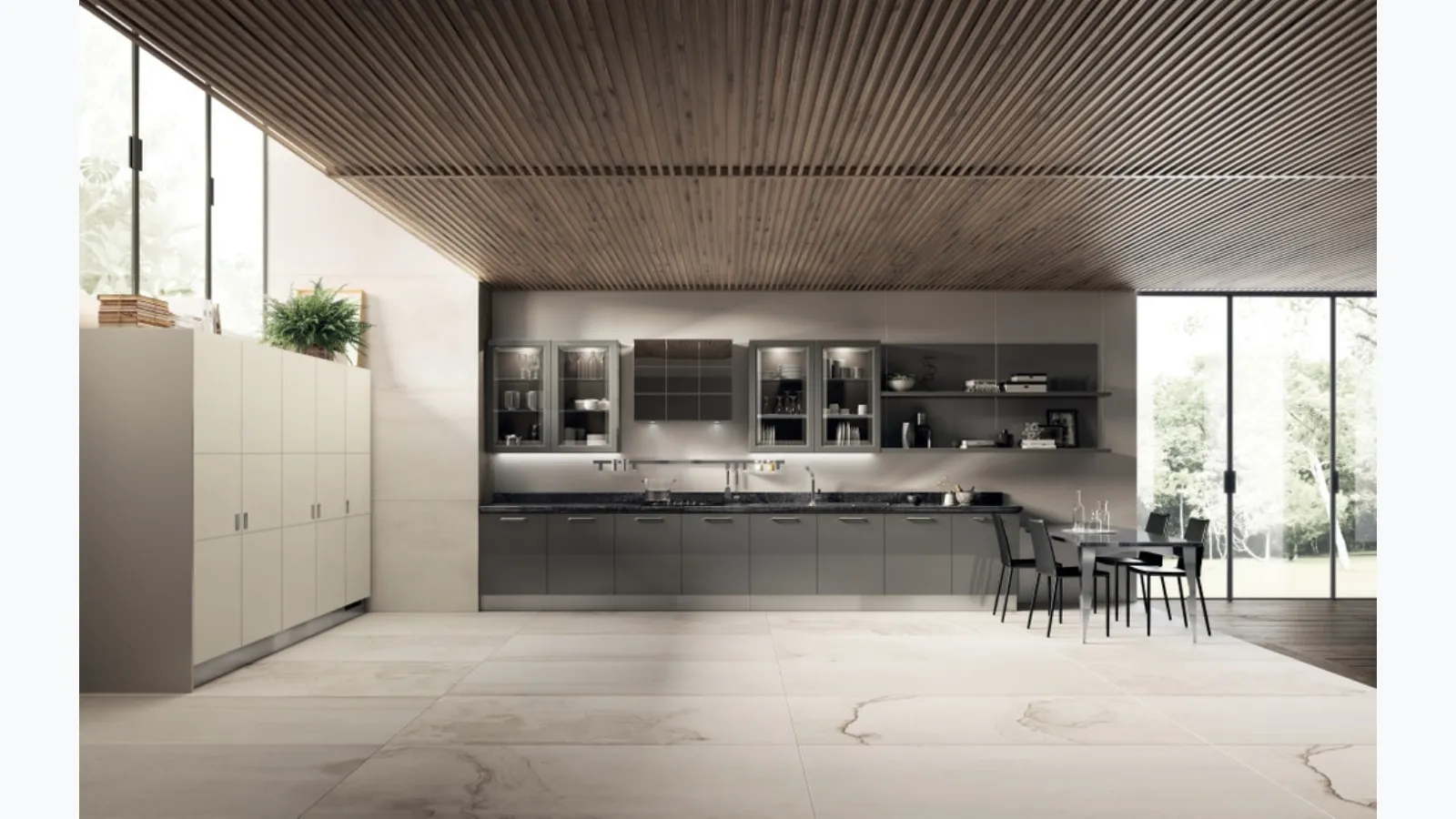 Cucina Classica Exclusiva 08 in laccato lucido Titanio di Scavolini