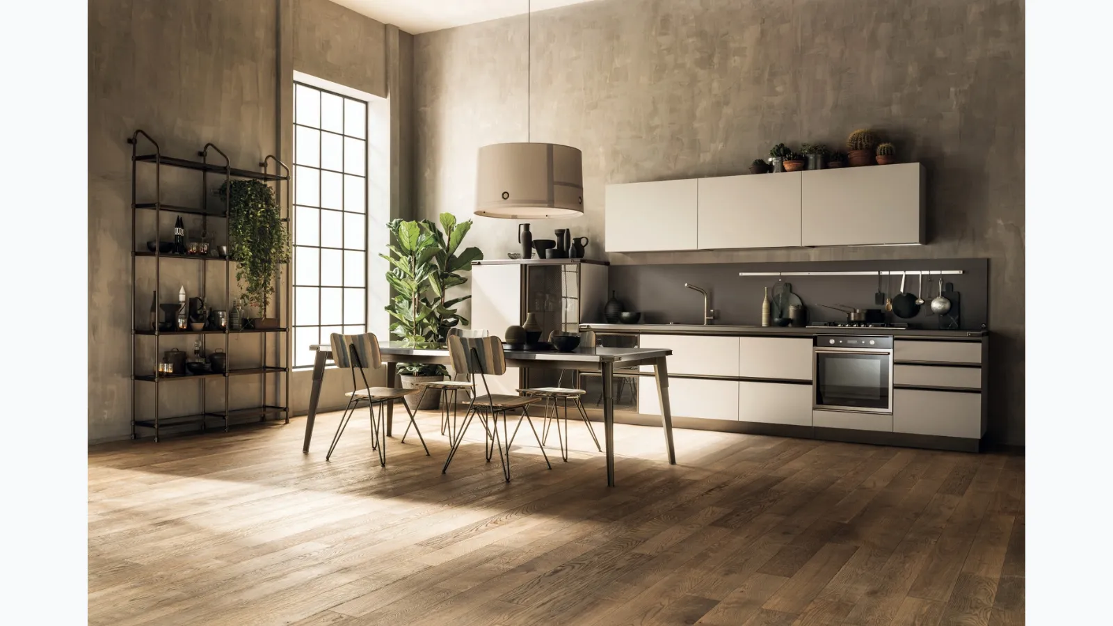 Cucina Moderna Diesel Open Workshop 11 in decorativo Soft Beige di Scavolini