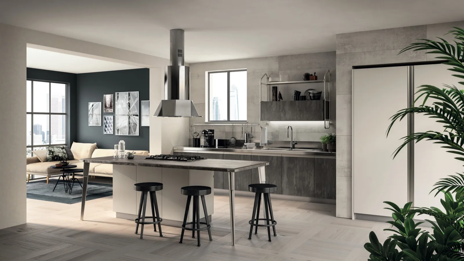 Cucina Moderna Diesel Open Workshop 04 Concrete Harlem di Scavolini