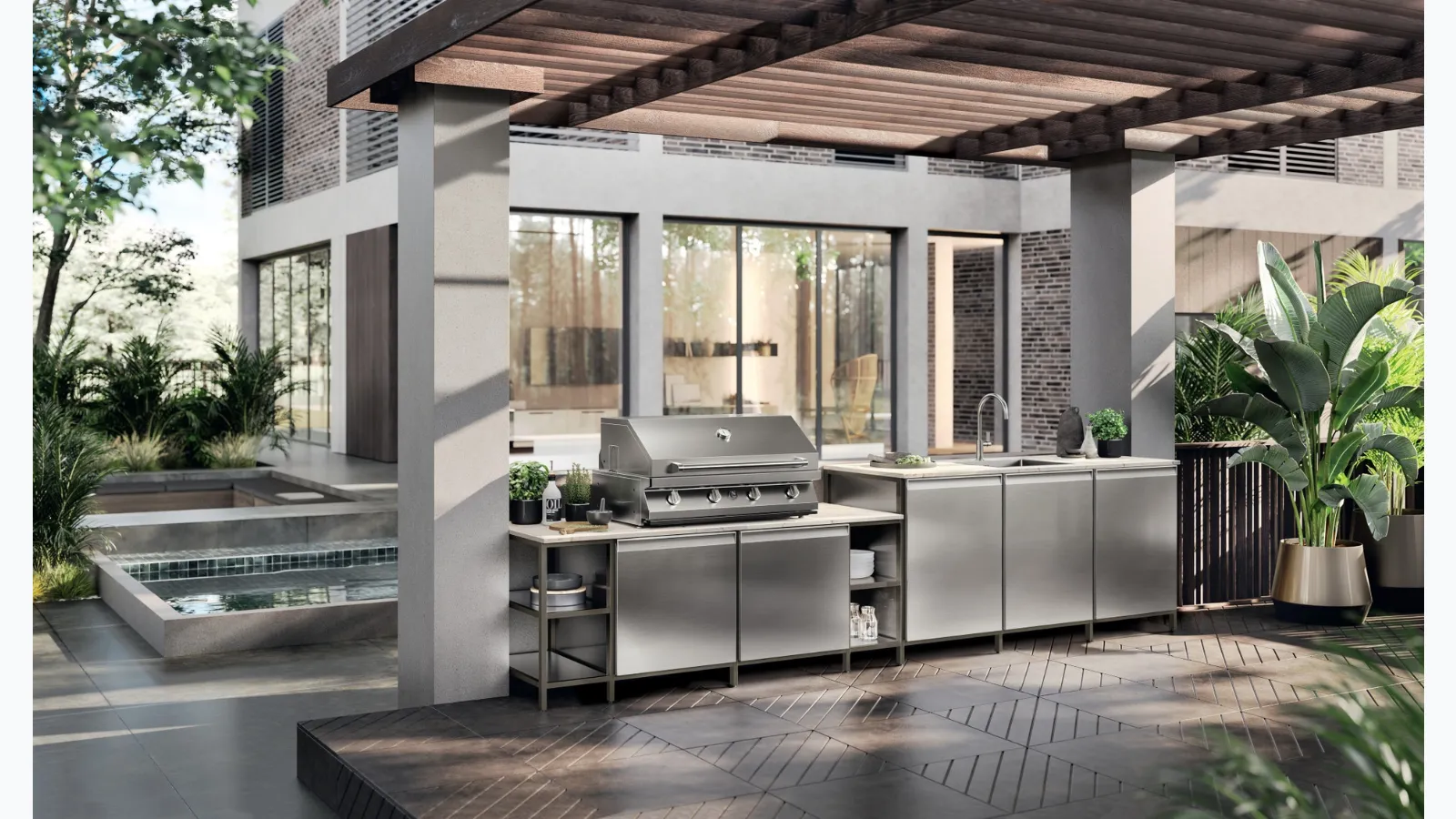 Cucina Moderna Formalia Outdoor 02 in acciaio di Scavolini