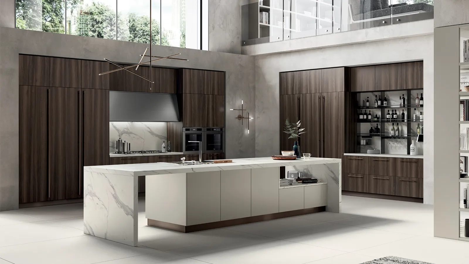 Cucina Moderna Mood 07 in Noce Steady e laccato Tortora di Scavolini