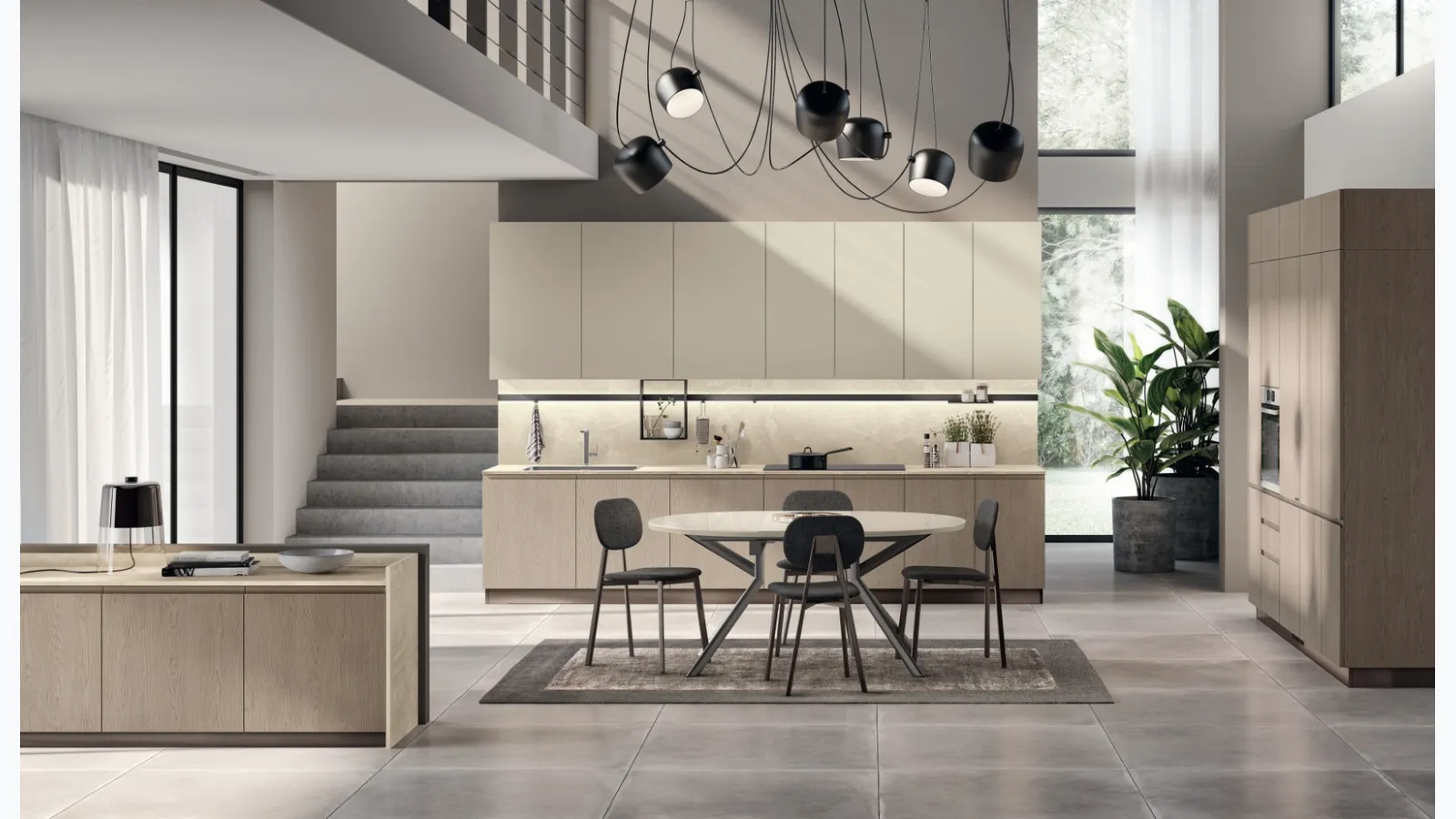 Cucina su misura Motus 07 in Rovere Gessato e Grigio Gabbiano